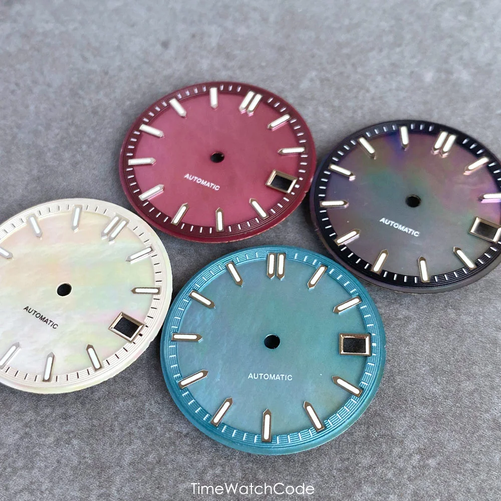 Tandorio Mother of Pearl MOP Watch Dial Face for NH35 NH36 NH38 NH70 NH71 NH72 4R35 4R36 Chapter Ring Baton Makers 29mm DJ Hands