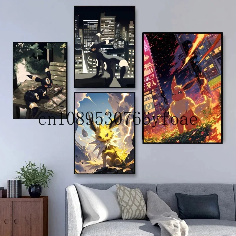 

Classic Japanese Anime Pokemon Eevee HD Poster Comics Decor Wall Art Canvas Painting Modern Room Decorate Picture Kids Gifts