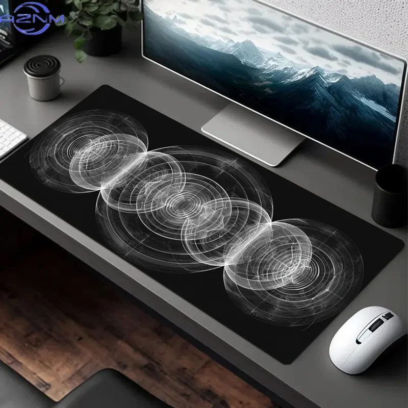 Large Black and White Spiral Pattern Mouse Pad - Stylish Polyester Desk Mat for Office, Gaming, or Home Workspace Setup, Home Wo
