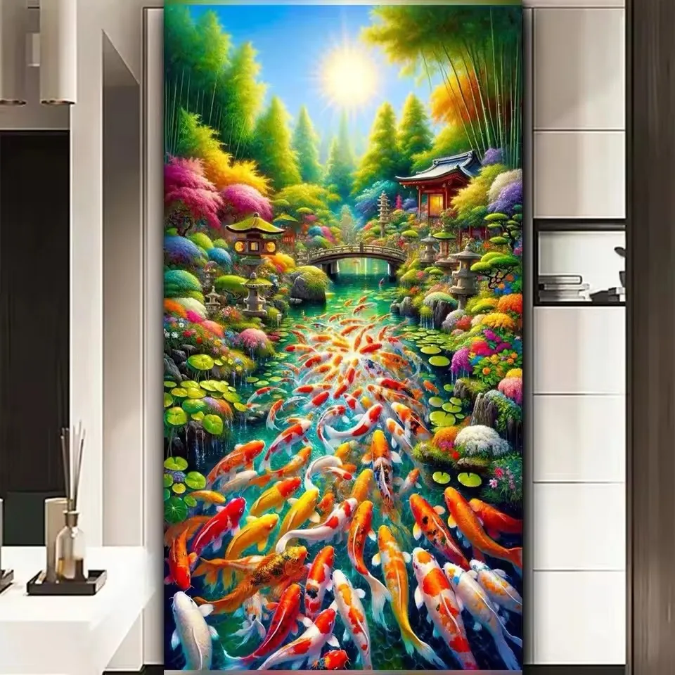 

Солнечный пруд кои, алмазная живопись «сделай сам», новинка 2025 года, большая полная квадратная/круглая алмазная мозаика, картины, наборы для вышивки крестом, домашний декор