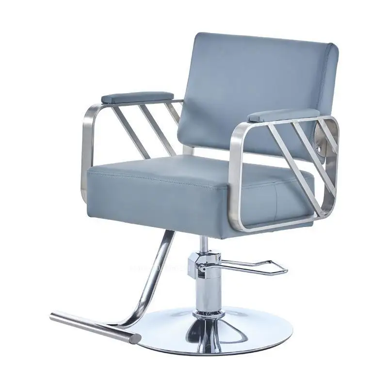 Silver Plated Chassis Salon Furniture Hair Cutting Styling Hydraulic Recline Barber Chair Commercial Furniture for Barbershop