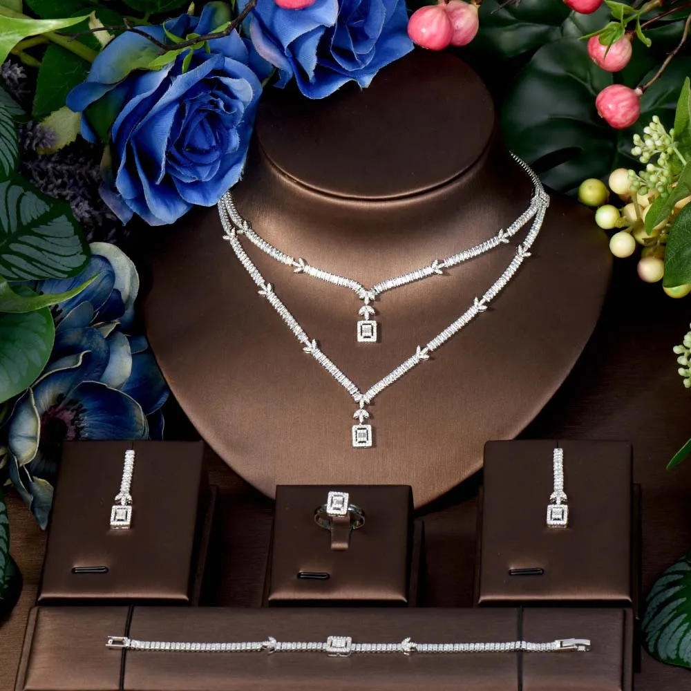 HIBRIDE New Design Necklace Stacking 2 Layers Pretty Jewellery Dress Accessories For Women Bridal Wedding Party Prom S-538