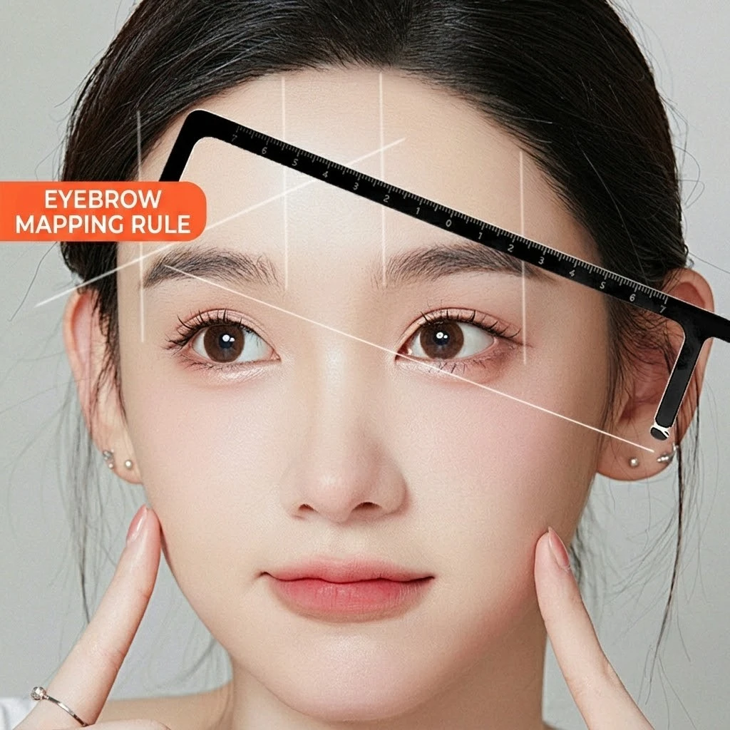Eyebrow Mapping Ruler Caliper, Precise Microblading Tool for Perfect Symmetric Shapes, Easy Makeup Stencil & Shaping Guide