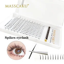 MASSCAKU New arrival spikes A/M shape c/d curl wispy heat bonded individual eyelashes deep black faux mink premium eyelashes