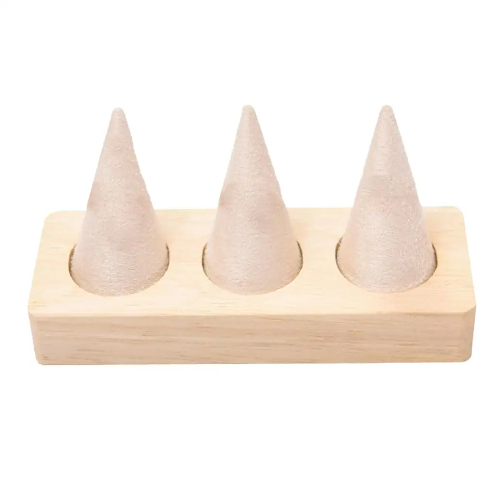 

Display Stand Jewelry Storage Cone Shape Wooden Rectangle Base