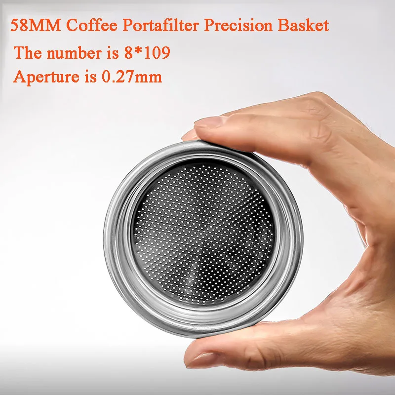 

58mm 15g/18g/20g/22g 0.27mm 8*109 small holes Filter Replacement Filter Basket Dosing Ring for Coffee Bottomless Portafilter