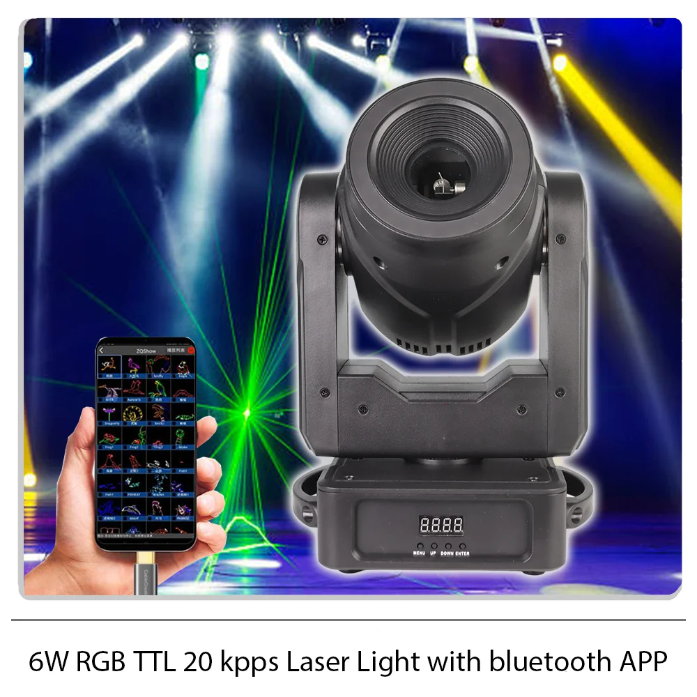 

6 Вт RGB Animation TTL Лазерный свет с подвижной головкой и Bluetooth APP DMX-управление 20 kpps для DJ, дискотеки, свадьбы, рождественского клуба