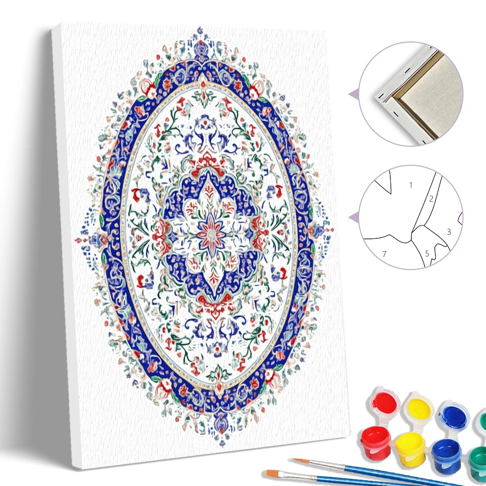 

SDOYUNO Simple Painting By Numbers Blue and white porcelain pattern Simple Pictures 20X30cm With Frame Acrylic Paints Canvas Set