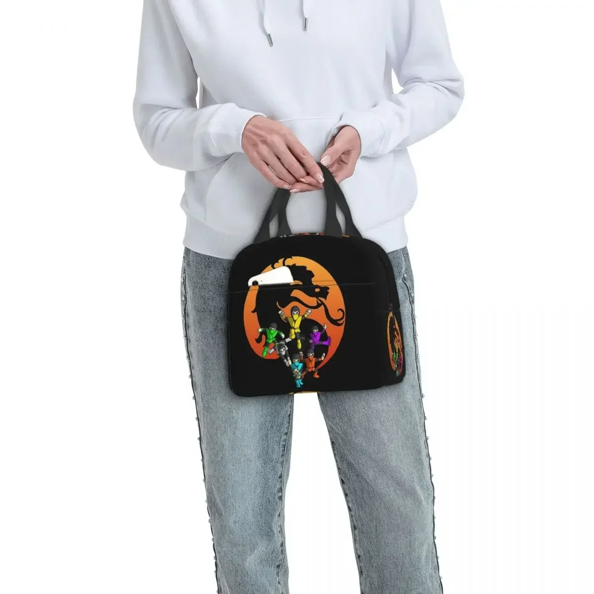 Mortal Kombat Logo Insulated Lunch Bags Waterproof Picnic Bag Thermal Cooler Lunch Box Lunch Tote for Woman Work Children School