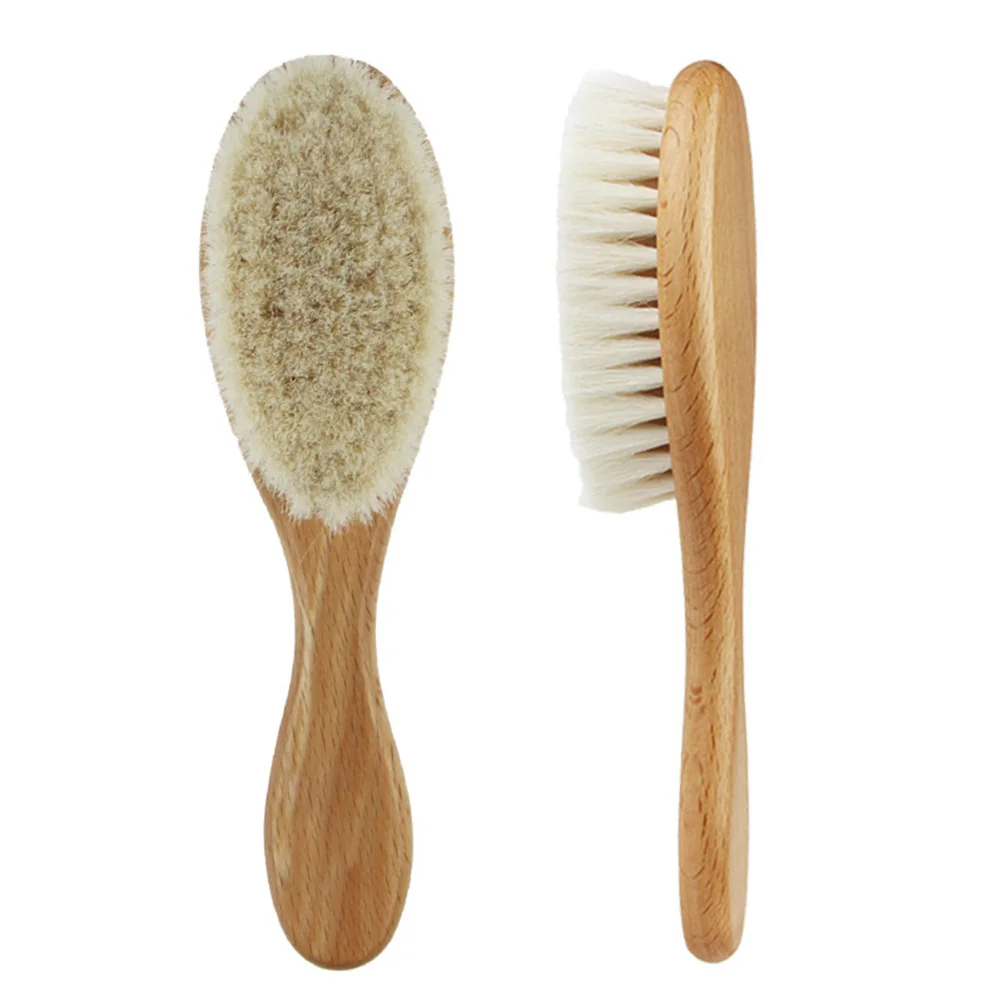 

Natural Wood Handle Wool Beard Brush Dense Bristle Curved Hair Cleaning Brush for Barber Shop Mustache Shaving Beard Care