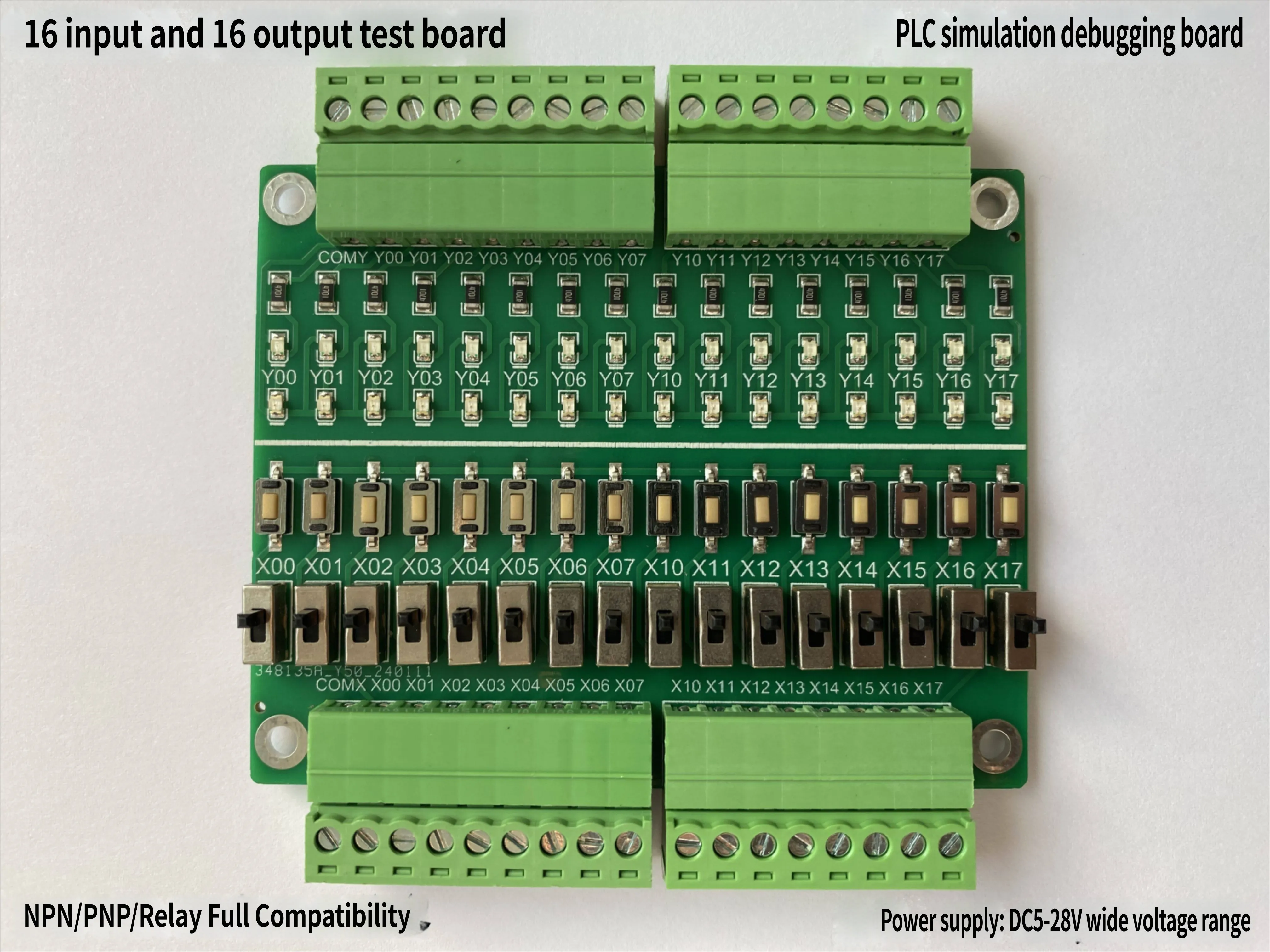 PLC debugging simulation board 16 input and output test board key toggle switch switching value learning module