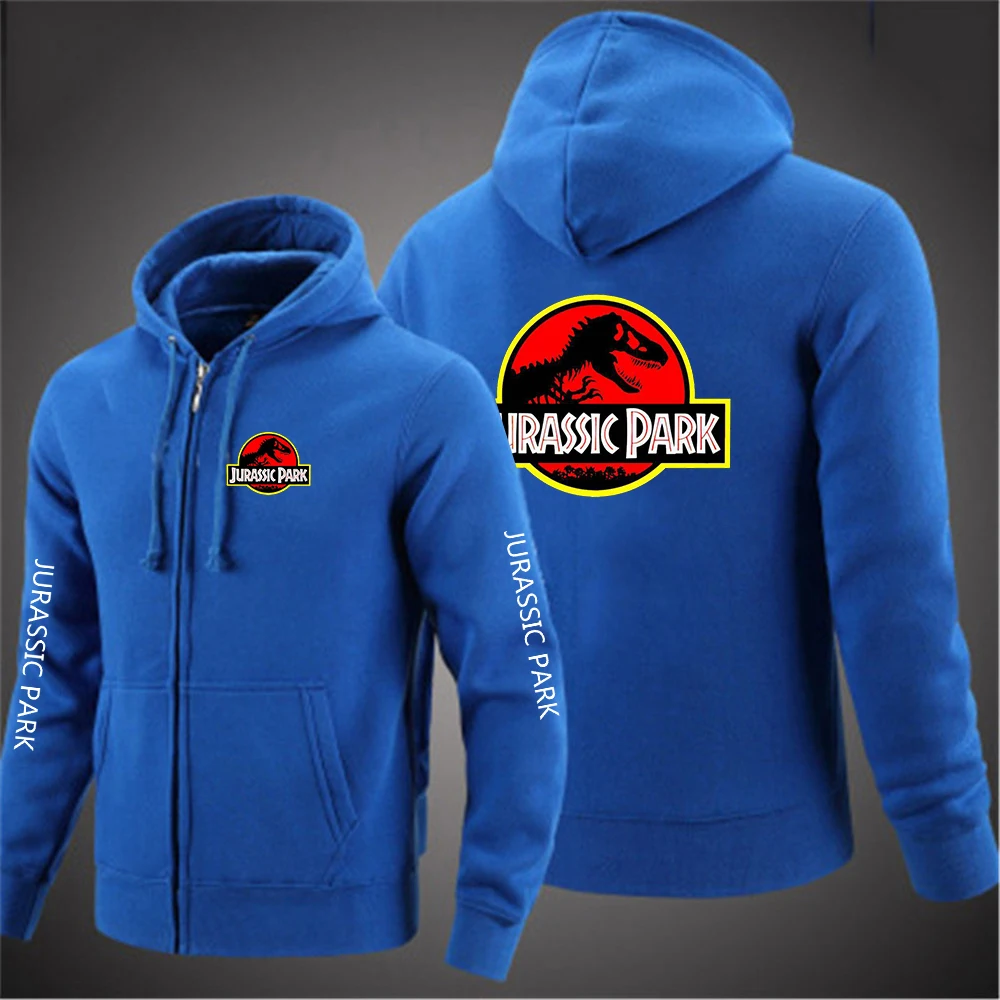 

2025 Slim Comfortable Jacket Spring And Autumn Zipper Hooded Coat Man's Jurassic Park Logo Print Solid Color Pullover Hoodies