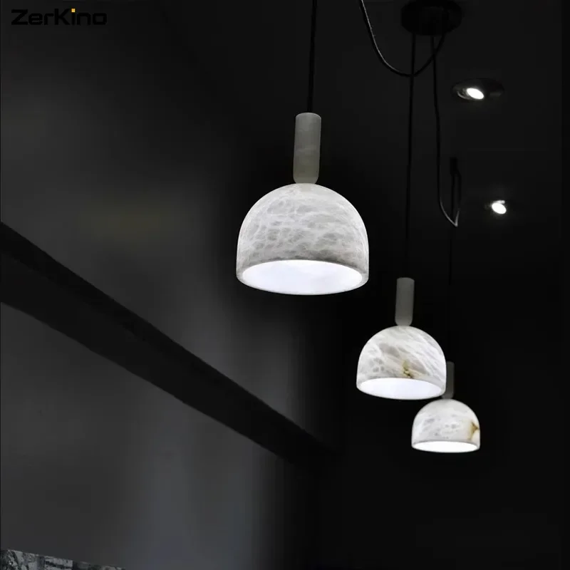 Top Quality Minimalist Natural Marble Collection LED Hanging Pendant Lamp,Lustre Suspension Luminaire Lampen for Dinning Room