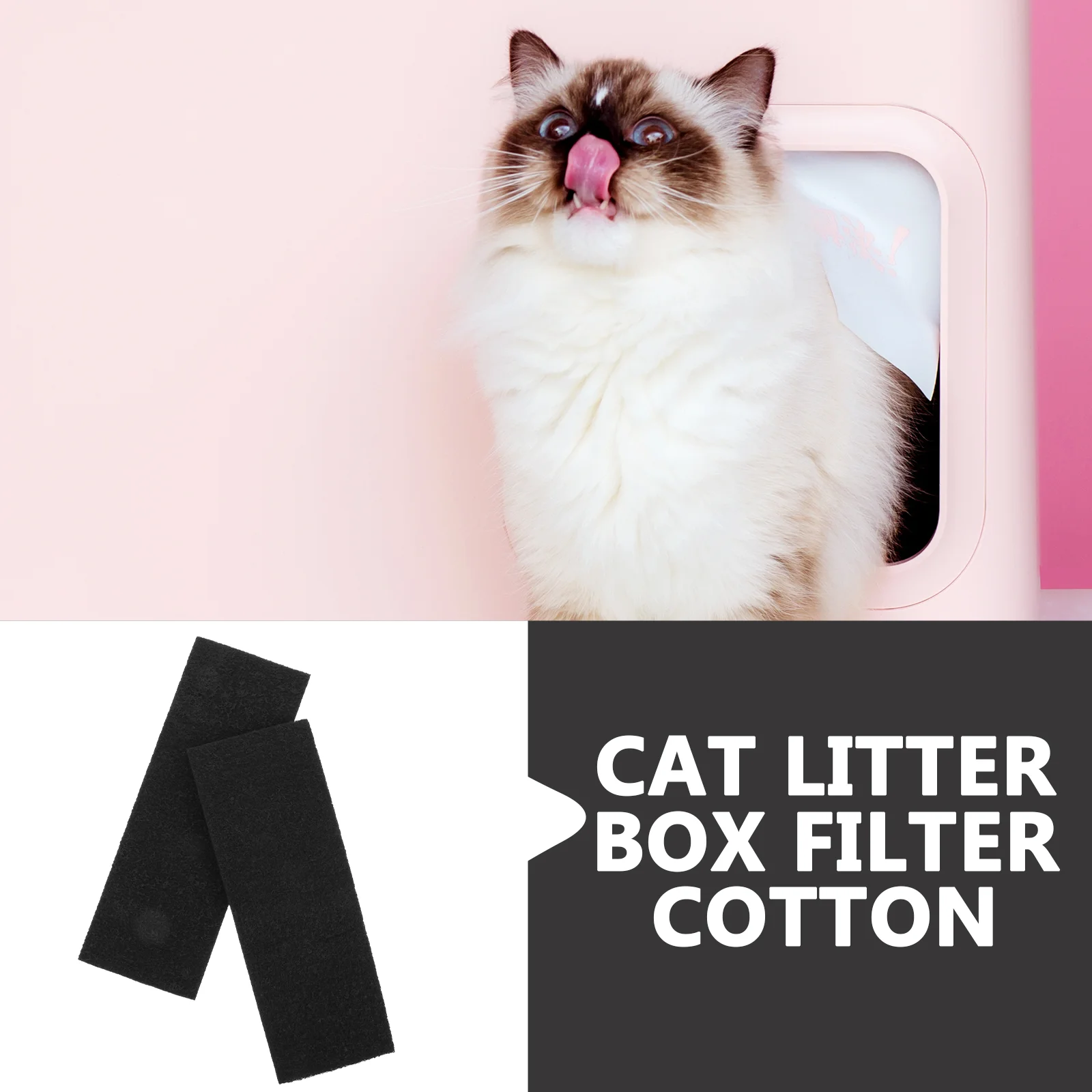 2 Pcs Cat Litter Box Filter Cotton Activated Carbon Filters Pads Replacement Pans Charcoal for Tray Rug