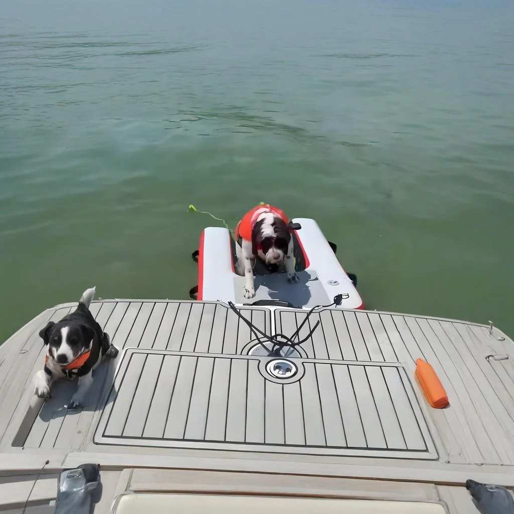 

Portable Folding Inflatable Blow-up Platform Inflatable Dog Water Ramp