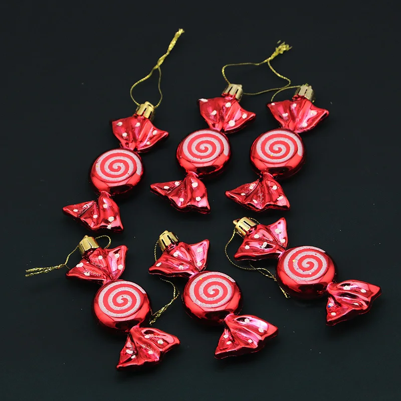 (6 Pcs/pack))9.5cm Christmas Candy Pendant Flat Sugar Pendant Xmas Tree Decoration New Year Children's Gift Home 2024 Navidad