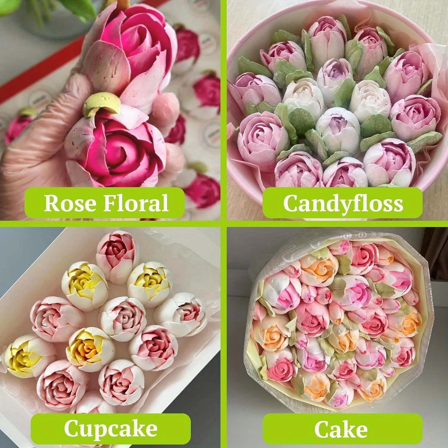 نصائح أنابيب روسية كبيرة جدًا من الفولاذ المقاوم للصدأ، فوهات تزيين الزهور الوردية لتزيين الكيك والصقيع