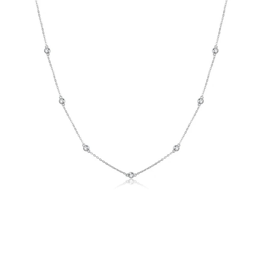 

Luxury White Zircon Halo Statement Necklaces for Women Long Wedding & Party Jewelry with Link Chain for Engagement & Anniversary