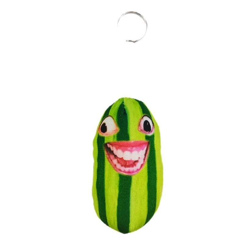 

Talking Watermelon Key Chain Squeezable Plush Keyring Backpack Hanging Ornament