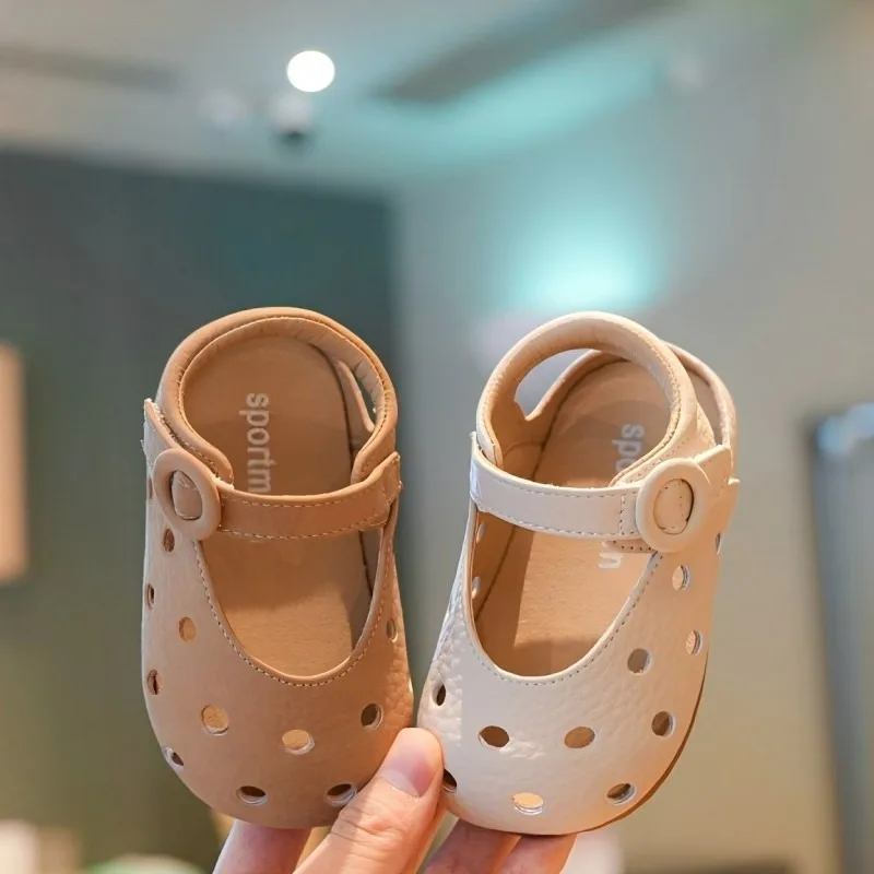 

Baby Girls Hollow-out Sandals Summer New Children Mary Jane Sandals Breathable Soft Sole Non-slip Closed Toe Kids Flat Sandals
