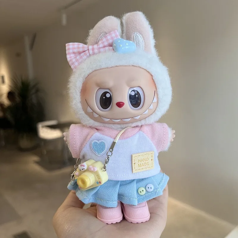 ชุดตุ๊กตาสำหรับงานปาร์ตี้ Labubu Macaron รุ่นที่ 1 2 3 ชุดตุ๊กตา Labubu Love พร้อมริบบิ้นและหมวกฟาง