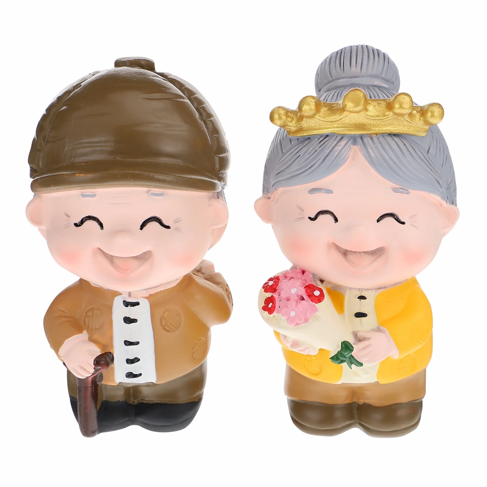 

2Pcs Grandparents Resin Statue Elderly Couple Loving Cake Decoration Anniversary Gift for Bedroom Study Love Couple Gift Statues