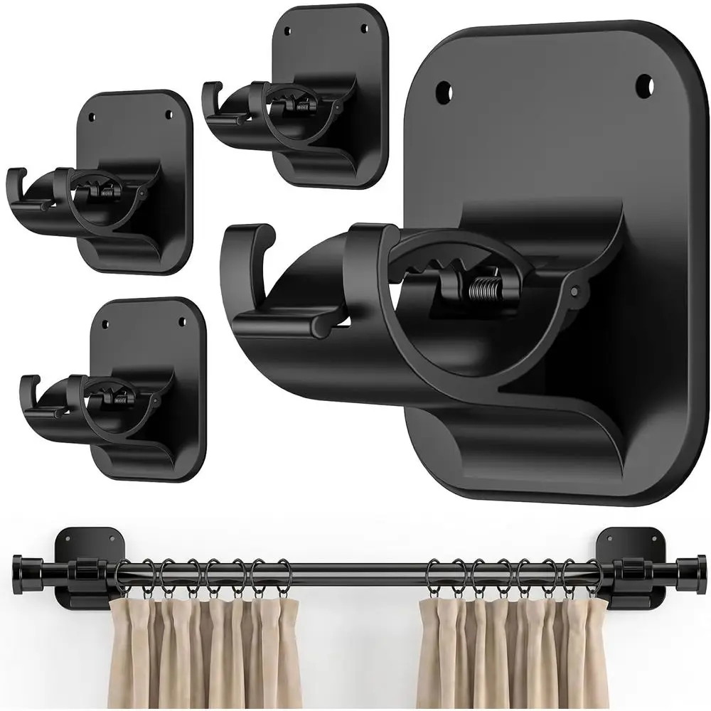 

No Drill Curtain Rod Brackets - 20LB, 4 Pack Adhesive Curtain Rod Holder, Peel and Stick Wall Hooks, Renter Friendly Upgrades, K