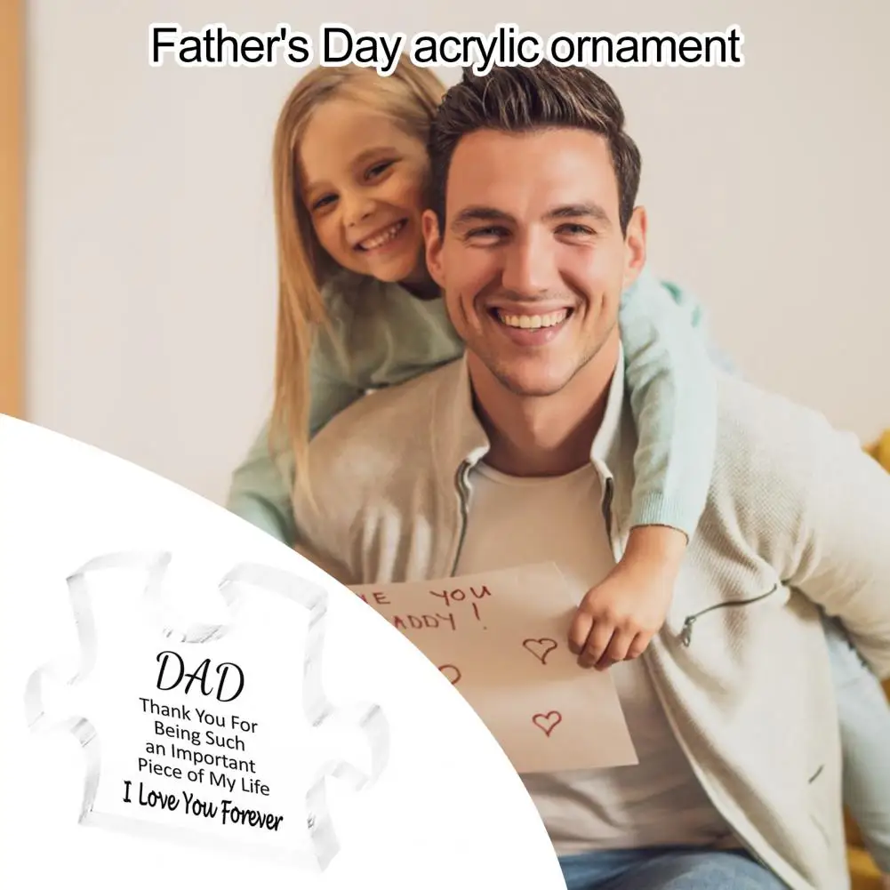 Dad Decoration Father's Day Gift Set Acrylic Decoration Puzzle for Dad Stepfather Father-in-law Desktop Ornament for Home Office