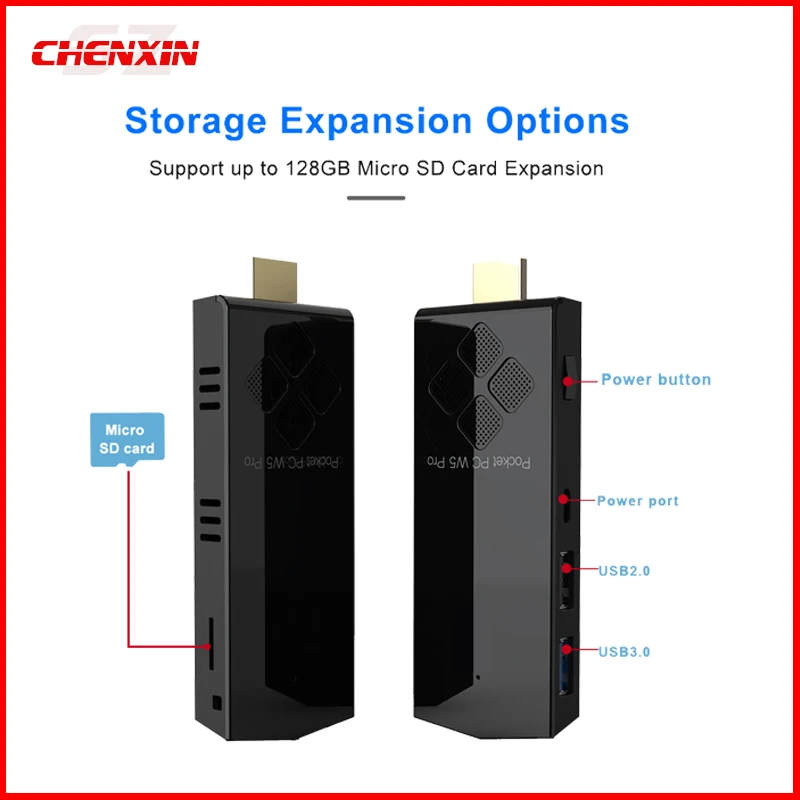 W5 Pro كمبيوتر صغير T5B TV Stick Win10 Linux Intel Z8350 رباعي النواة BT4.0 WIFI5 سطح مكتب صغير 4G/8G ROM 64G/128G ROM USB Pocket PC #3