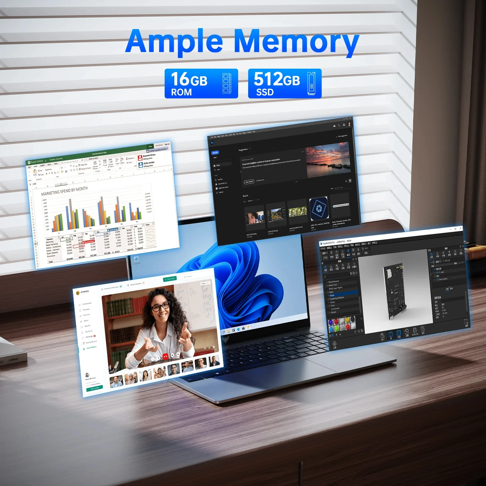 ACEMAGIC TX15 Notebook N150 16GB RAM 512GB SSD 15,6 inch laptop Full HD 1920*1080 Windows 11 Pro 4700MAH Computer