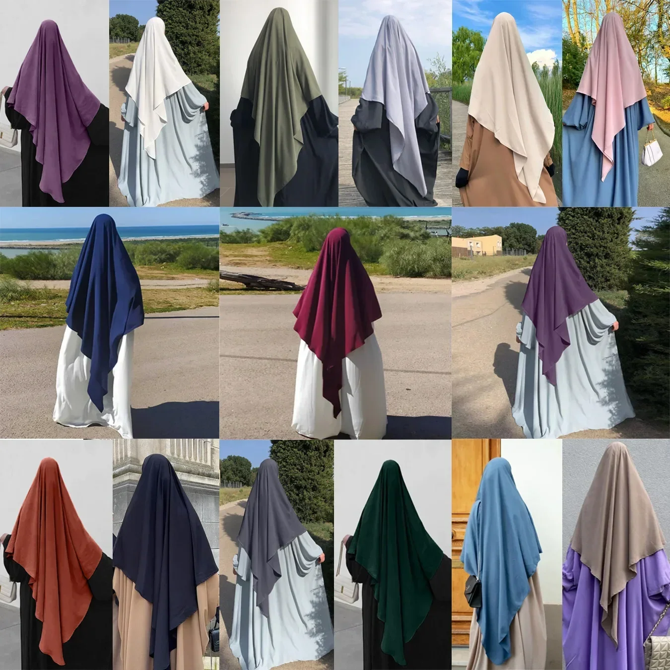 

Large Ramadan Eid Stylish Muslim Prayer Headscarf Overhead Full Cover Khimar Hijab Worship Niqab Top 1Pcs Headwear hijabs