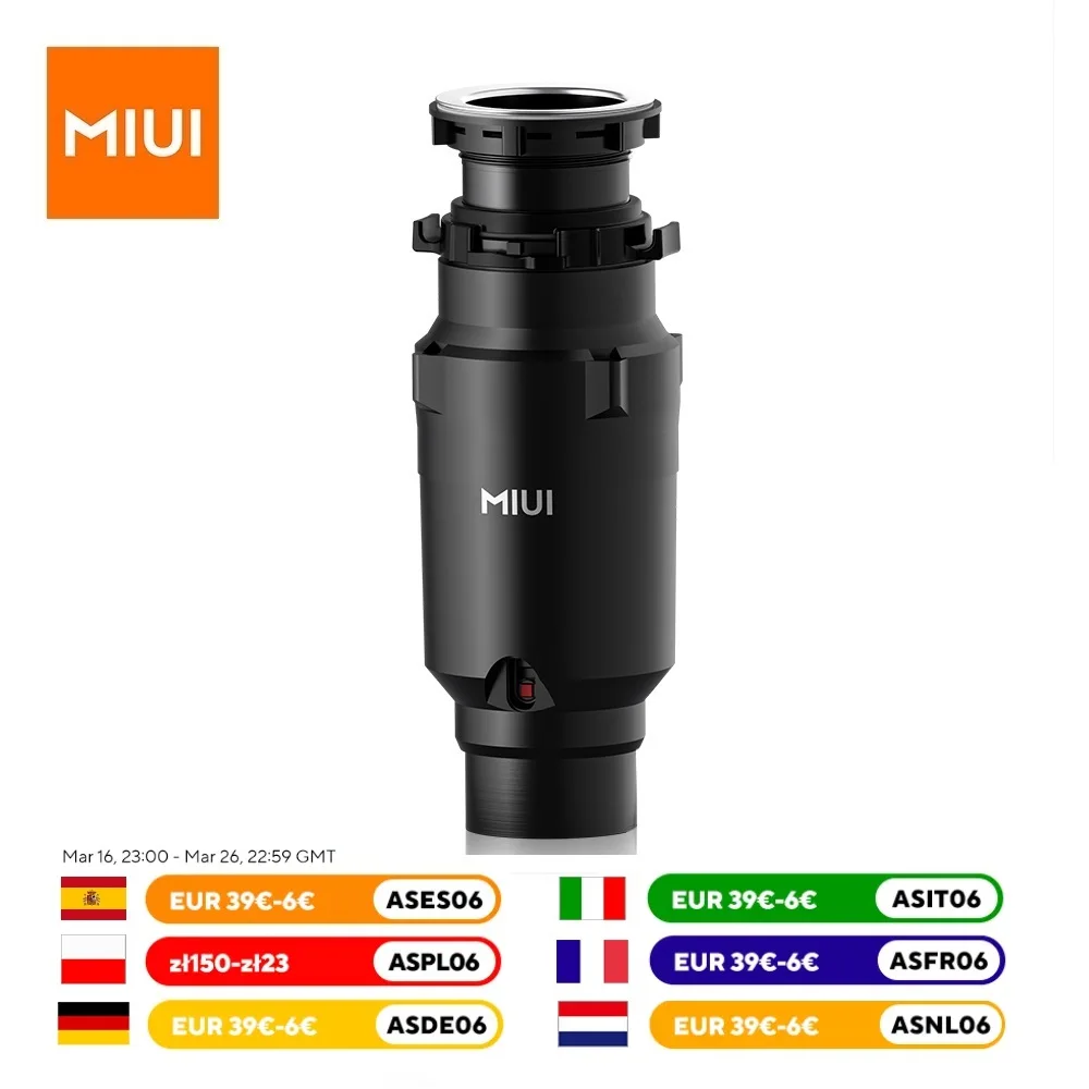 MIUI Continuous Feed Garbage Disposal with Sound Reduction,1/2 HP Food Waste Disposer with Stainless Steel Grinding System