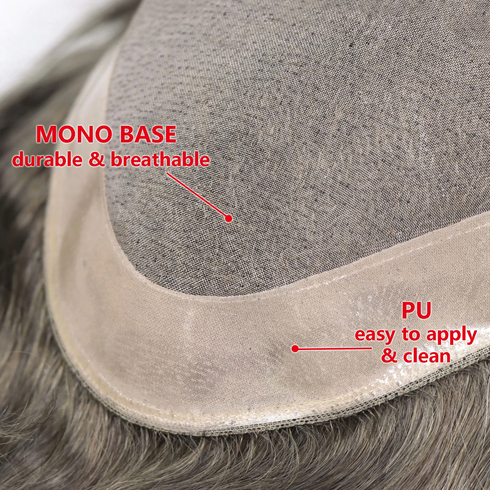 وحدة شعر بشري بني وحدة شعر مستعار للرجال قطعة شعر أحادية قابلة للتنفس مع قاعدة PU 8 × 10 بوصة نظام استبدال الشعر للرجال #2