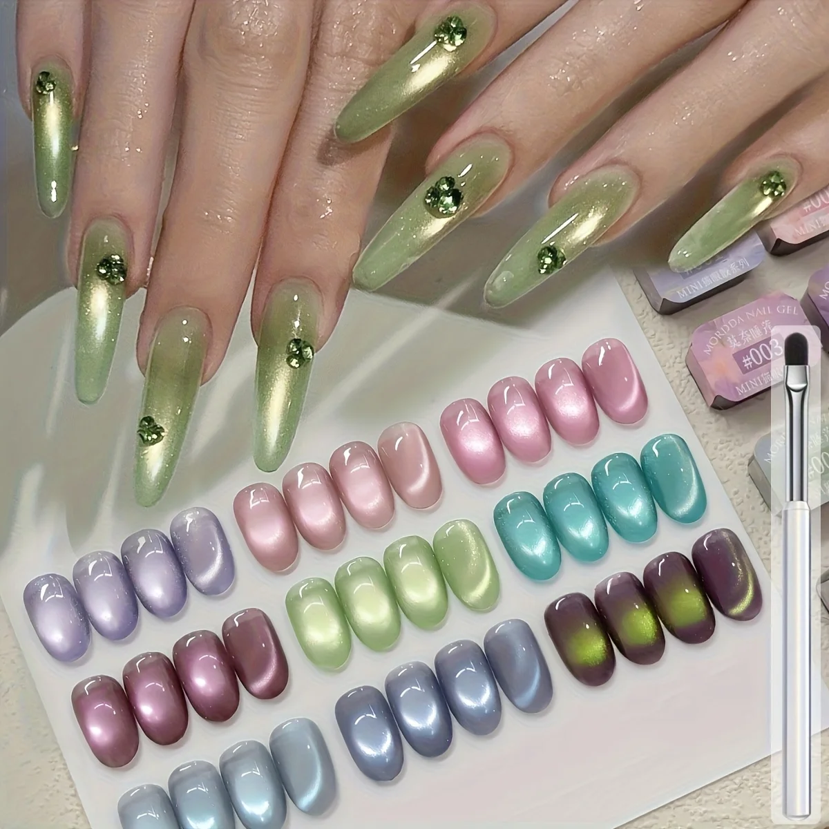 

MORDDA 9-цветный магнитный гель для ногтей «кошачий глаз», замачиваемый УФ-светодиодный гель для салона, инструменты для женского дизайна ногтей, модный голографический дизайн ногтей