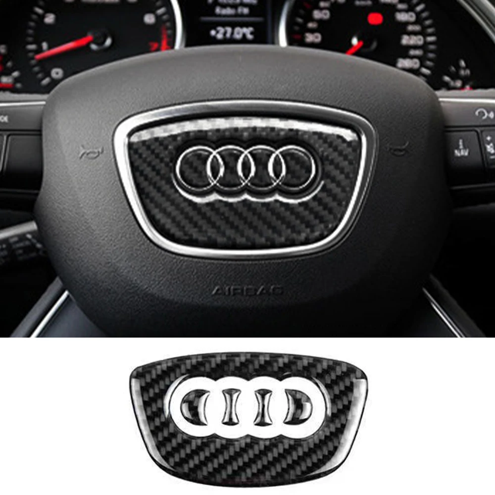 Car Steering Wheel Ring Trim Sticker for Audi A6 C7 4G A4 A3 Q3 Q5 Q7 TFSI Decal Cover Carbon Fiber Epoxy Decoration Accessories