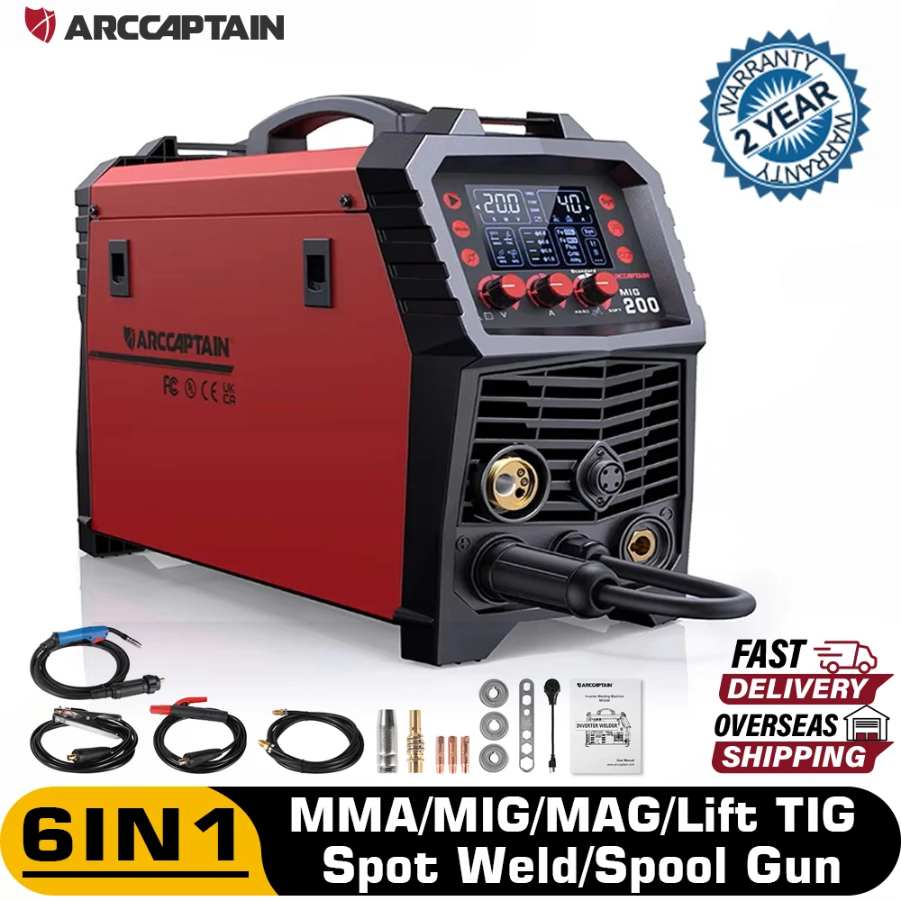 

ARCCAPTAIN Welding Machine 6 in1 Synergy Digital Contral Flux Core MIG Gas MIG MMA Lift TIG Spool Gun Spot Welding For Soldering