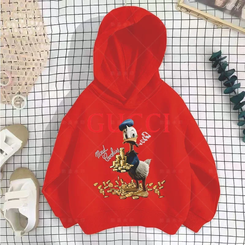 Kawaii Boy Children Clothes Donald Duck Clothes 3 to 14 Years Cartoons Girl Tops Kids Sweatshirt Hoodies Top 2024 Girly Kawaii