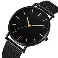 New Arrival! !Fashion Men Watches Ultra Thin Quartz Watch Men Casual Mesh Steel Waterproof Sport Watch Black Relogio Masculino