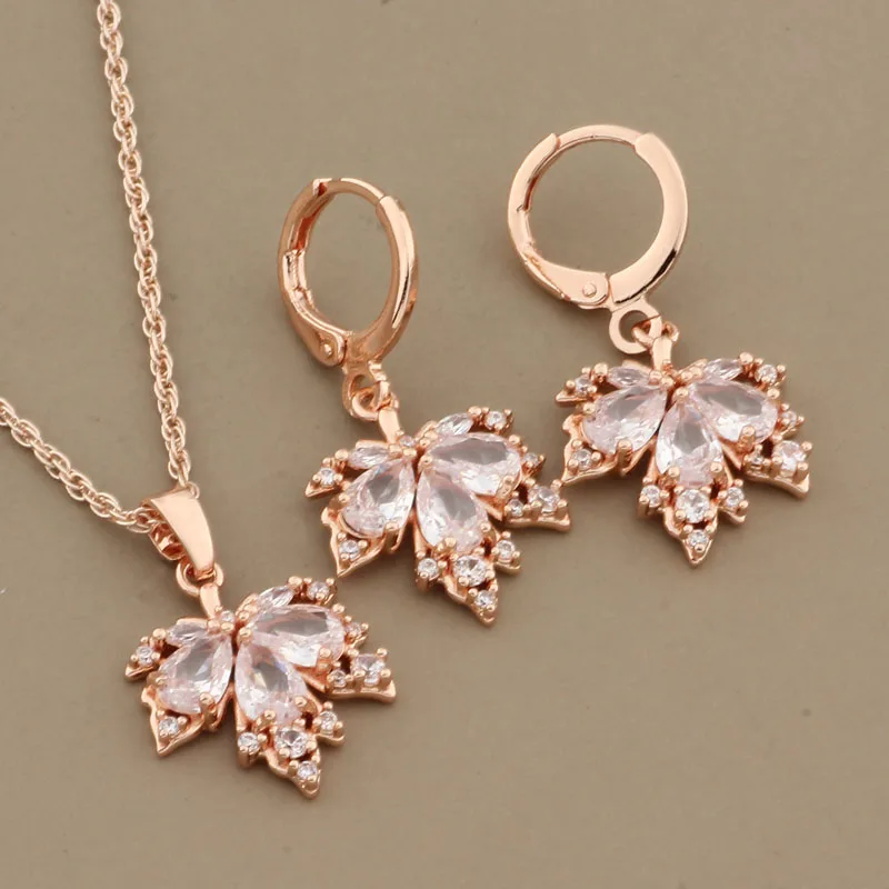 2023 Luxury Jewelry Sets Trend Modern Women's Earrings  585 Rose Gold Color High Quality Drop Earrings And Pendants Jewelry Sets