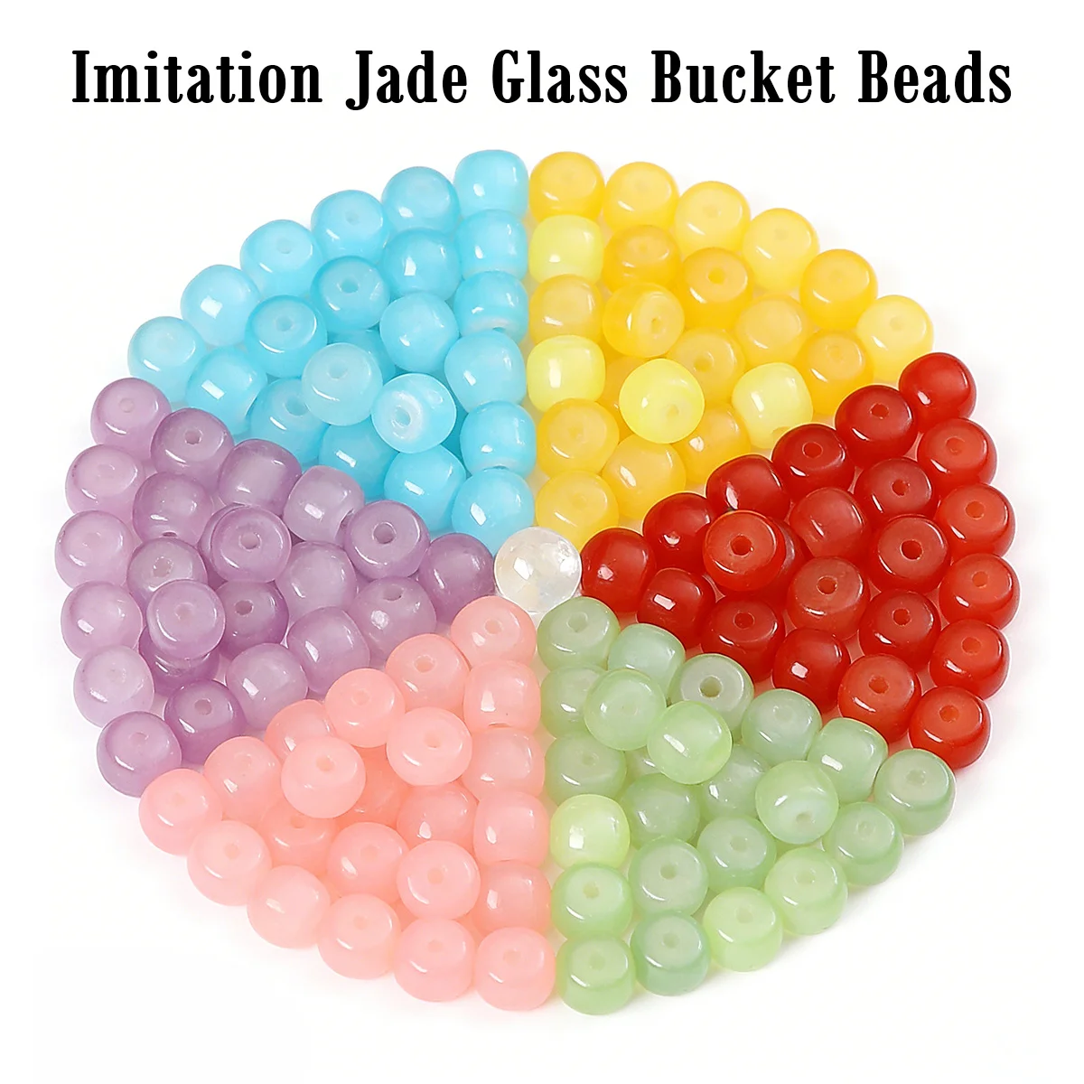 

8x6mm Imitation Jade Glass Bucket Beads with 1.5mm Hole - DIY Jewelry Making (Necklace/Bracelet/Earring) 30pcs/Pack