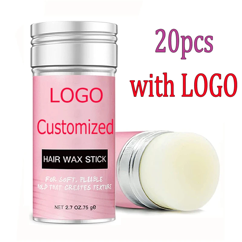 Pomada Wax Stick com logotipo privado, Smoothing Slick Stick, Fly Aways, Frizz Hair Styling, 20pcs