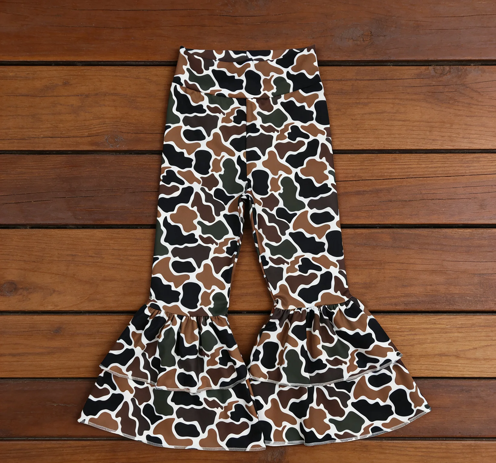 Z1126-15 P0887 Kids Fall Clothes Camouflage Print Children Yoga Bell Bottom Pants