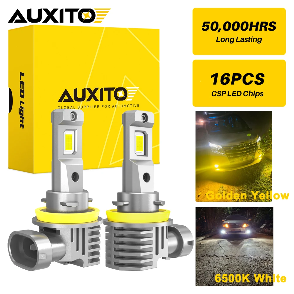 

AUXITO 2 шт. Canbus H11 H8 Светодиодные противотуманные фары H9 H16(JP) Светодиодные CSP DRL Автомобильные противотуманные фары 3000K Золотисто-желтые 6500K Белый 16000LM