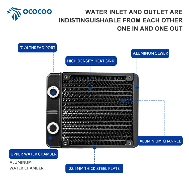 OCOCOO Ultra thin 22.5mm PC DIY Gaming 120mm Radiator water Cooling Outstanding Performance Silent Operation Durable  AS120-T