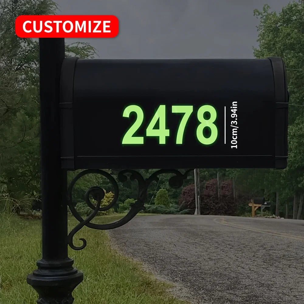 1PC Custom Luminous House Number Stickers Glow In The Dark Address Vinyl Decal Waterproof Sticker for Mailbox Trash Bin