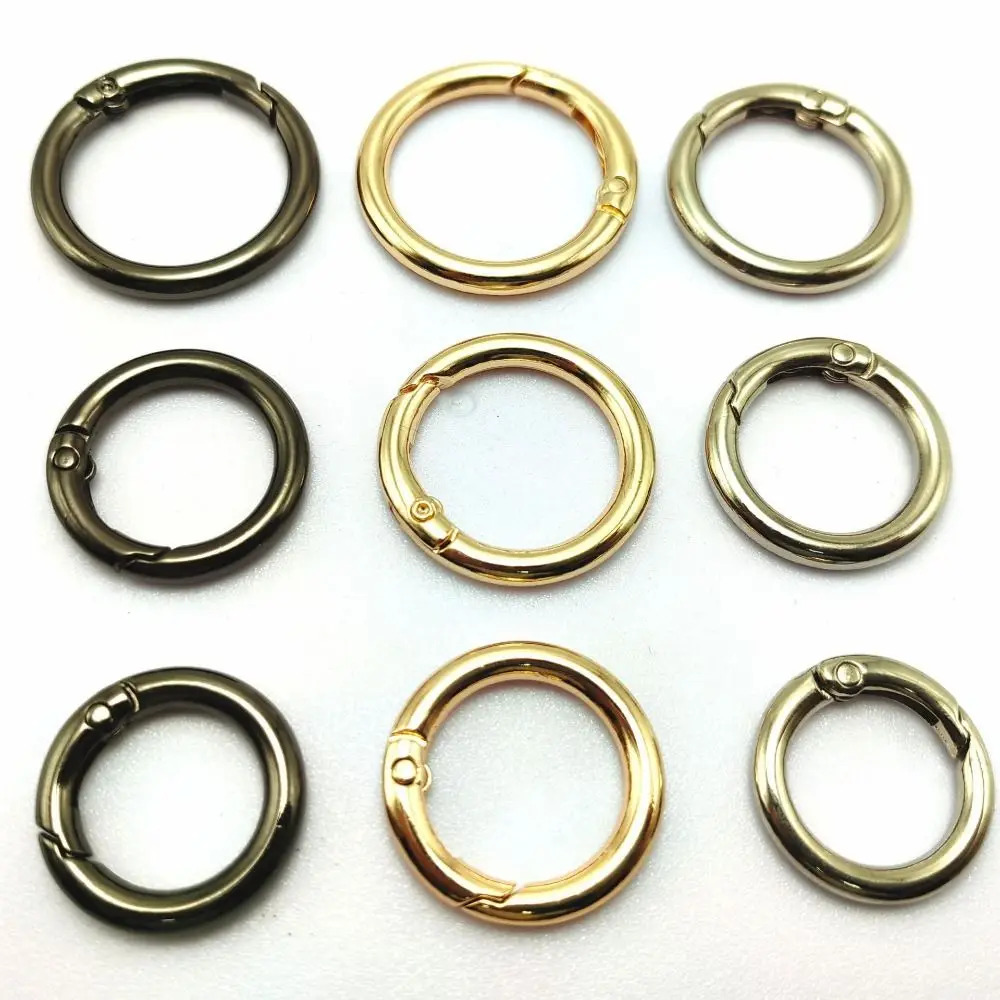 New Zinc Alloy Spring Ring Clasp Round Lightweight Trigger Snap Buckles Clip Purses Handbags Carabiner Bag Accessories