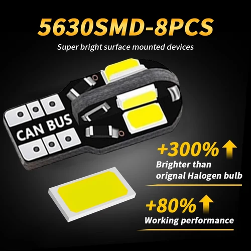 Imagen 2 del producto T10 W5W Led Canbus sin Error luz lateral Interior del coche 5W5 12V 5W lámpara de matrícula automática bombilla cúpula luz de lectura blanco azul rojo ámbar