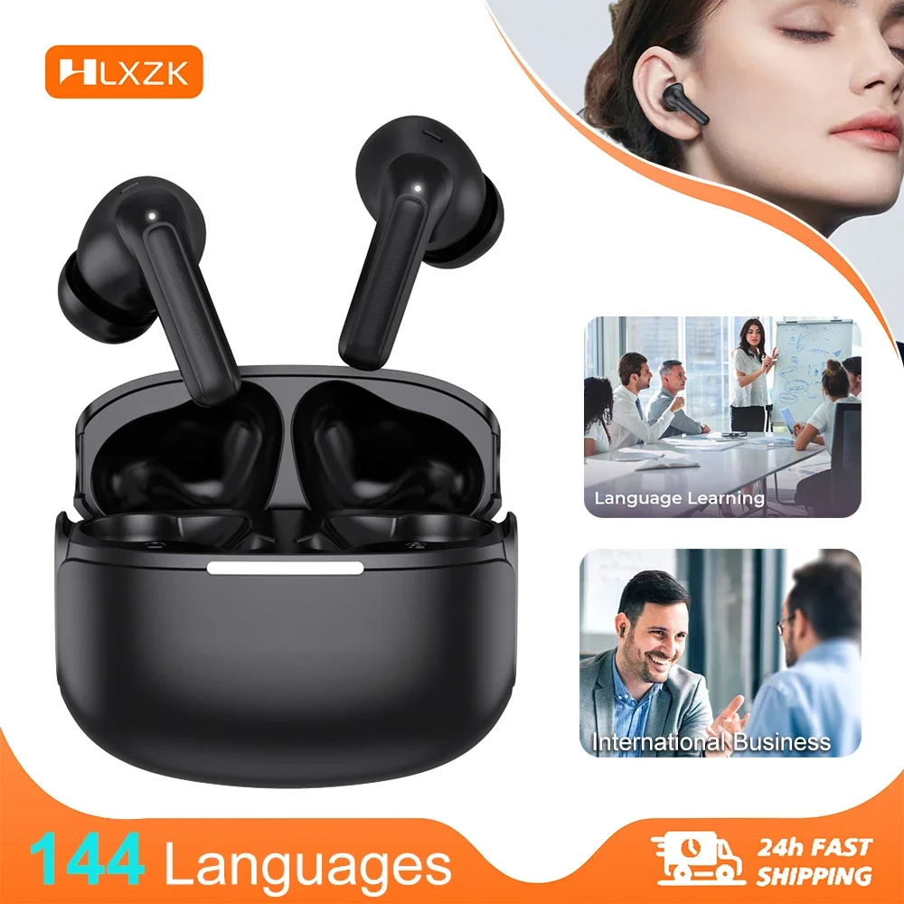Fones de ouvido tradutor AI: fones de ouvido sem fio Bluetooth em tempo real de 144 idiomas para viagens de negócios