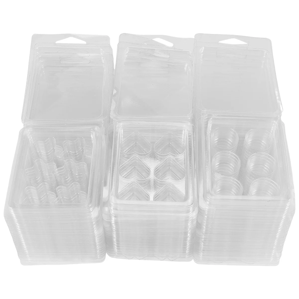 Recipientes vazios claros do derretimento da cera plástica, Moldes do derretimento, Clamshells para tarts, 6 cavidades, 60 Pack