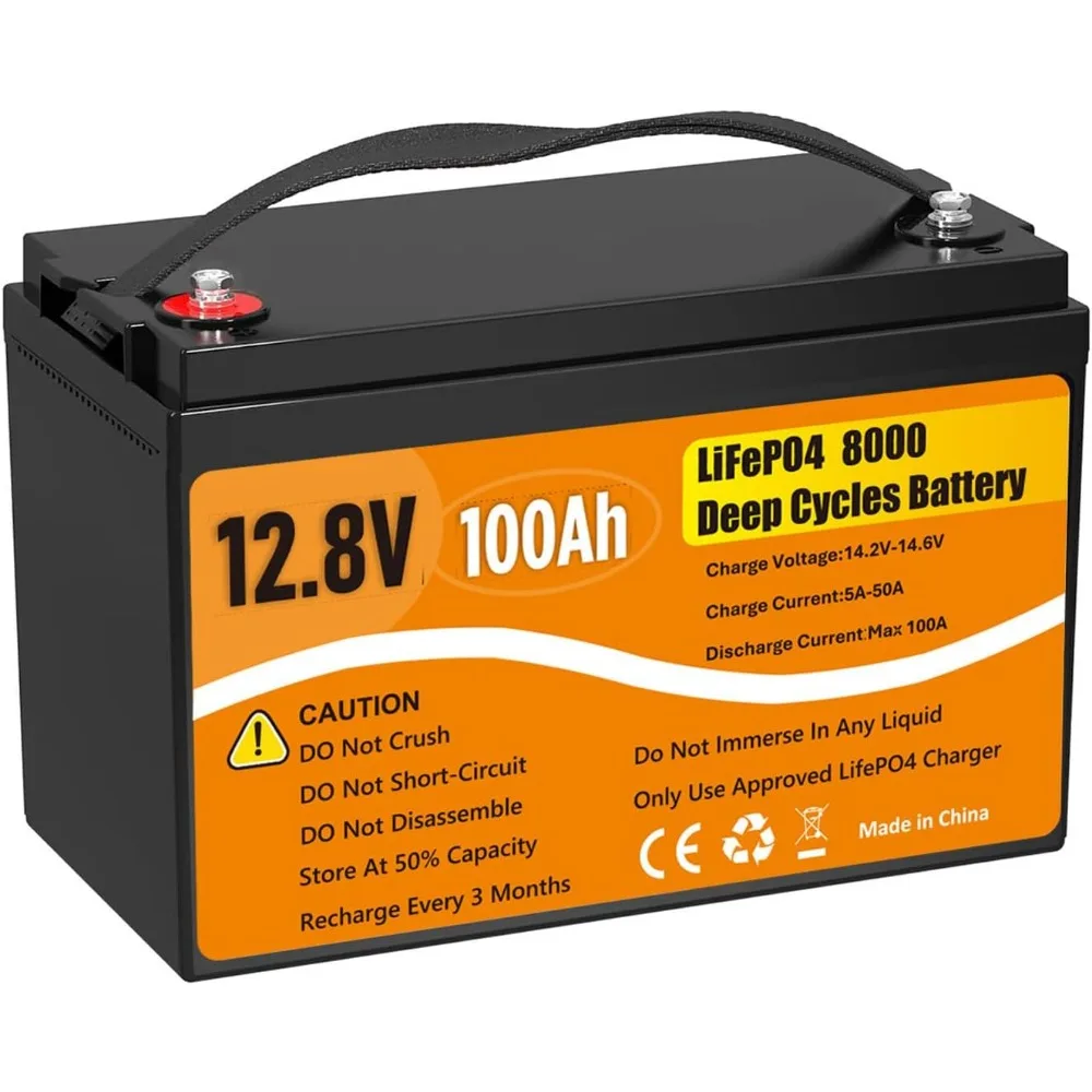 12V 100Ah LiFePO4 Lithium Battery Group 31 Waterproof Built-in 100A BMS Lifepo4 Battery Deep Cycles Rechargeable Low Temp Protec